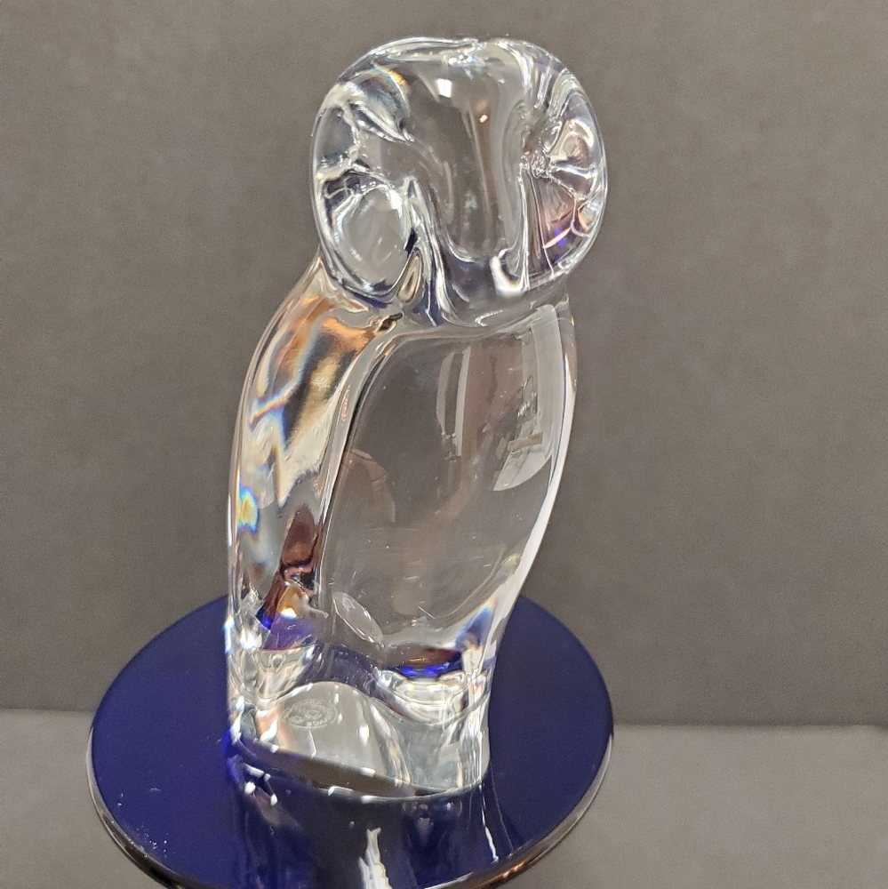 Baccarat Crystal Owl Paperweight Figurine